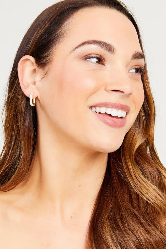 Jewelry Altar8217d State Women 14k Gold Dipped Rectangle Huggie Earrings