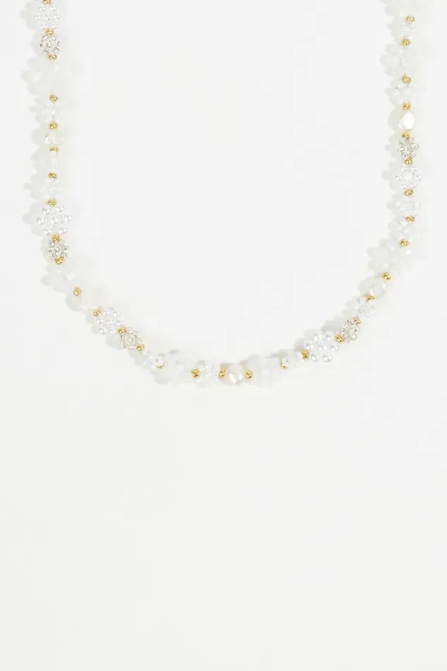 Jewelry Flower Glass Seed Bead Pearl Choker Necklace 8211 Altar8217d State Women