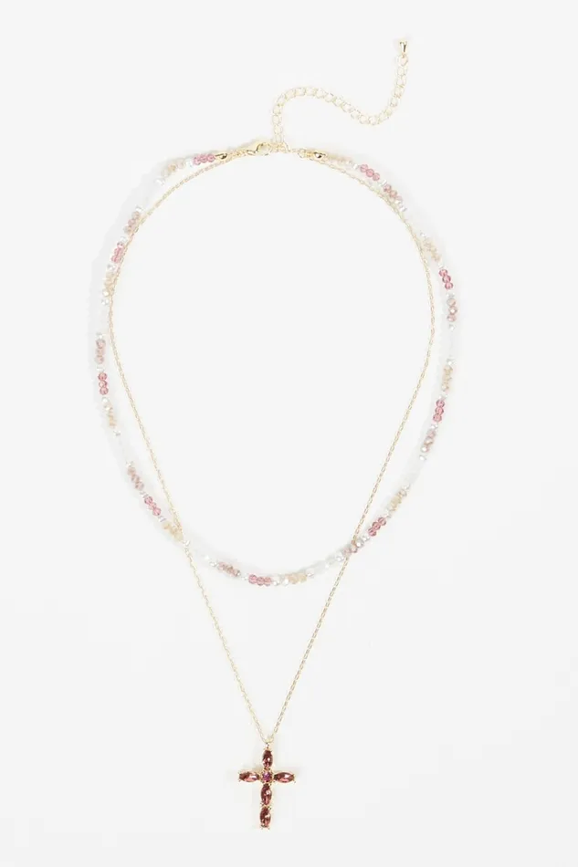 Jewelry Women Altar8217d State Layered Baguette Cross Beaded Choker