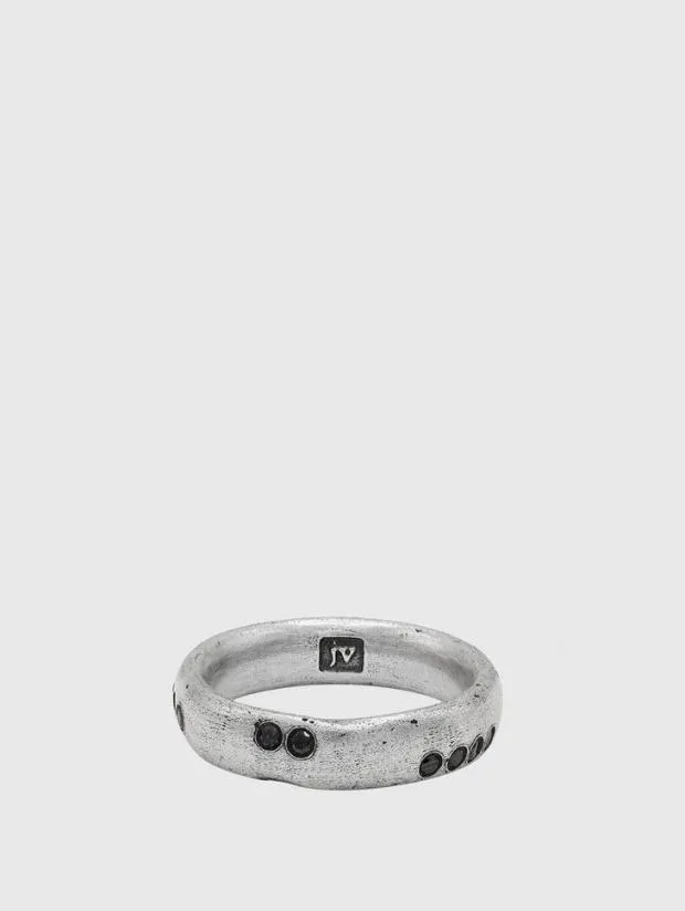 John Varvatos Jewelry Men Band Ring With Black Diamonds No Color