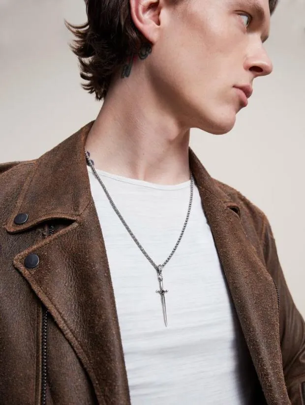John Varvatos Jewelry Men Silver Dagger Necklace Silver