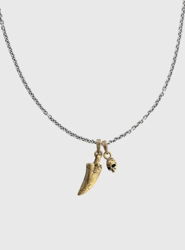 John Varvatos Jewelry Men TRex Tooth And Skull Pendant Necklace No Color