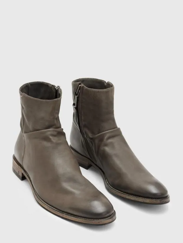 John Varvatos Leather Boots Men Morrison Sharpei Boot Carbon Grey