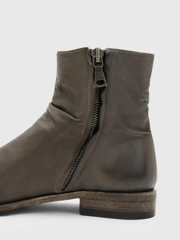John Varvatos Leather Boots Men Morrison Sharpei Boot Carbon Grey