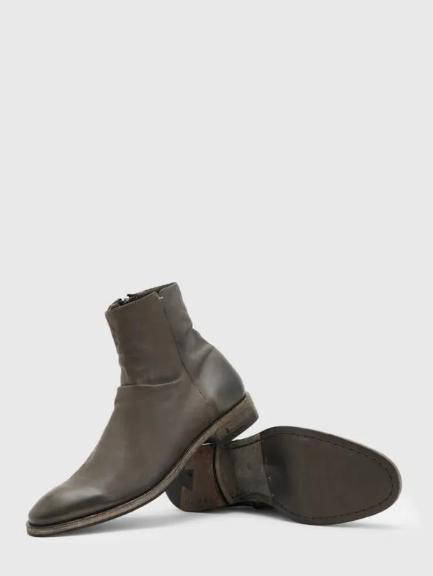 John Varvatos Leather Boots Men Morrison Sharpei Boot Carbon Grey