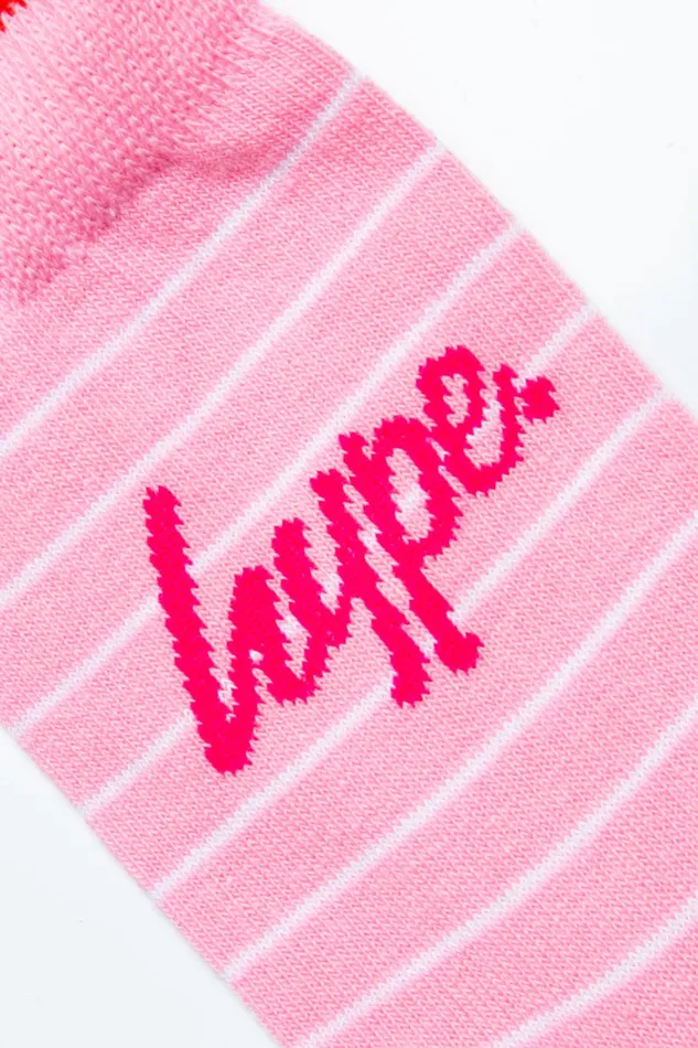 Just Hype Sets Hype 3 Pack Socks Red Spot Stripe Pink Spot