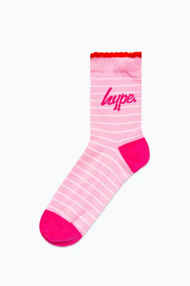 Just Hype Sets Hype 3 Pack Socks Red Spot Stripe Pink Spot