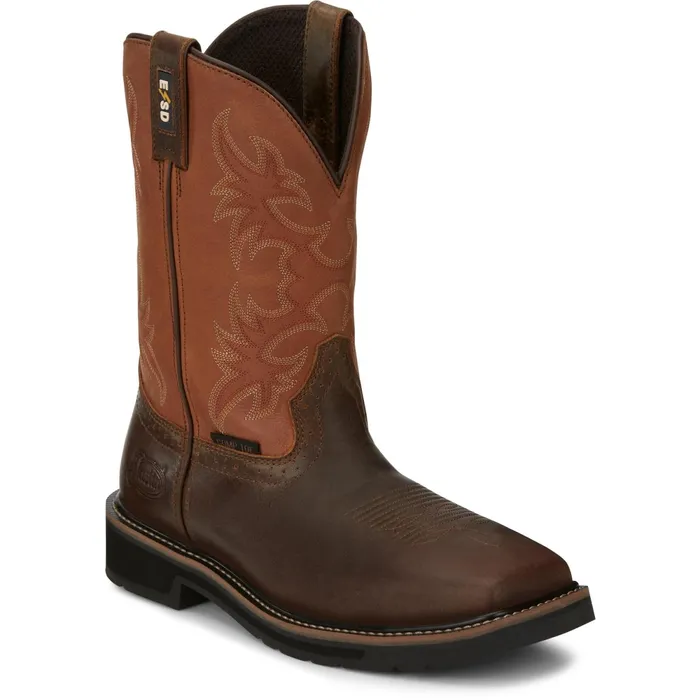 Justin Boots Actuator 11034 Composite Toe Static Dissipative Work Boot Brown Men Work