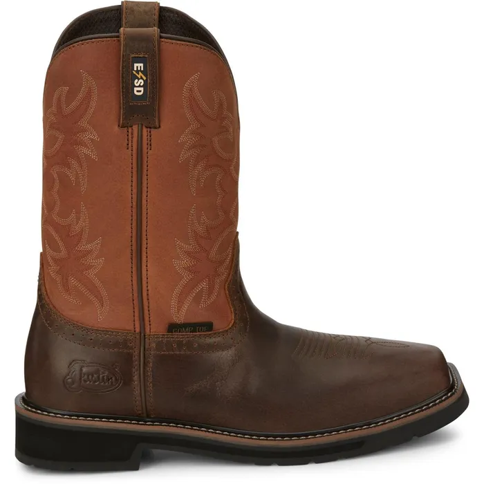Justin Boots Actuator 11034 Composite Toe Static Dissipative Work Boot Brown Men Work