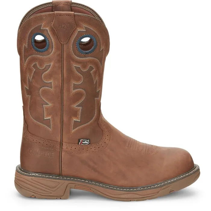 Justin Boots Rush 11034 Nano Composite Toe Waterproof Work Boot Barley Brown brown Men Work