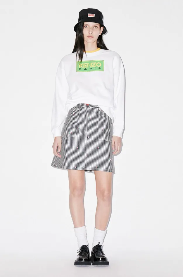 Kenzo Dresses And Skirts Women 039KENZO Pixel039 Striped Denim Mini Skirt Rinse Blue Denim
