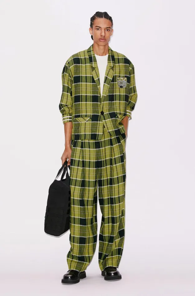 Kenzo Jackets Men 039BOKE Boy039 Check Workwear Jacket Grass Green