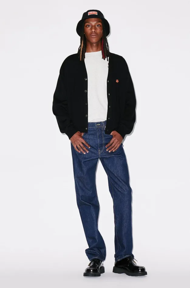 Kenzo Knitwear Men 039BOKE FLOWER039 Wool Cardigan Black