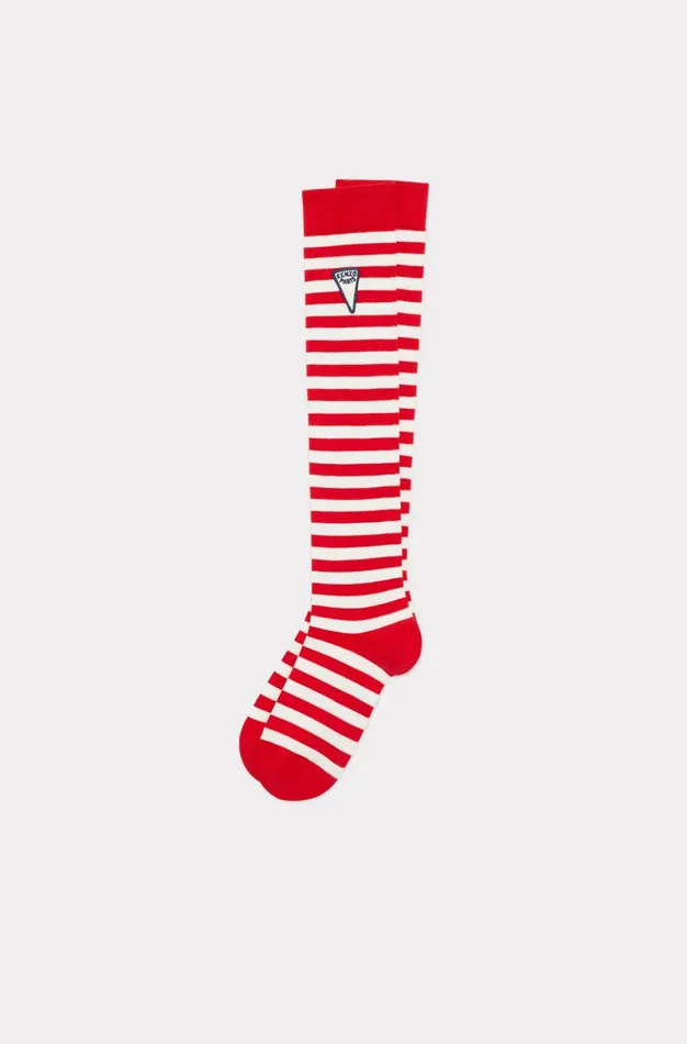 Kenzo Socks Men Tall Striped Socks Medium Red