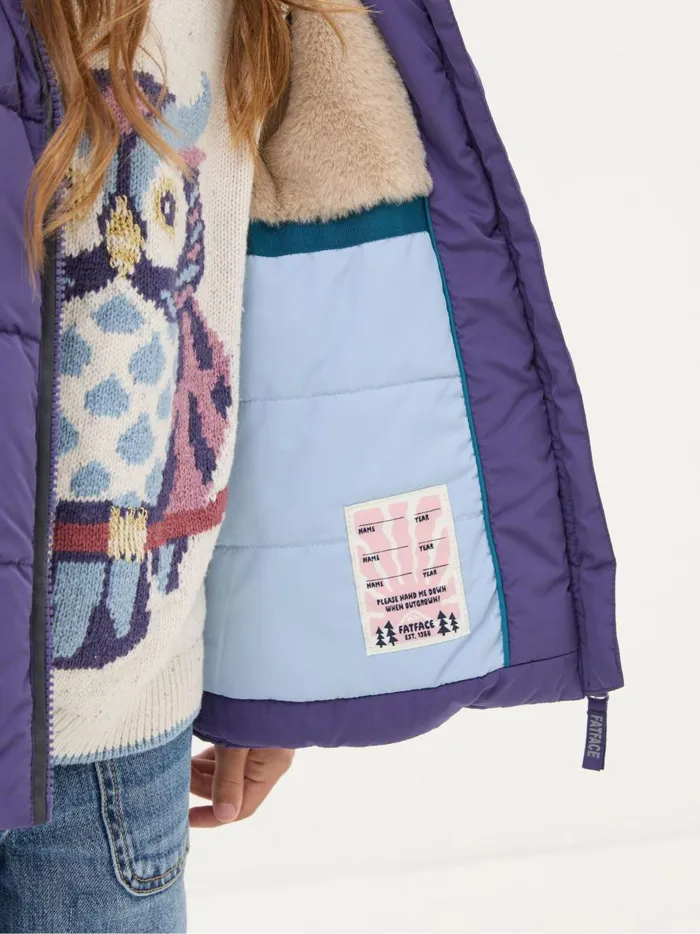 Kids Coats and Jackets Fat Face Everly Purple Padded Jacket
