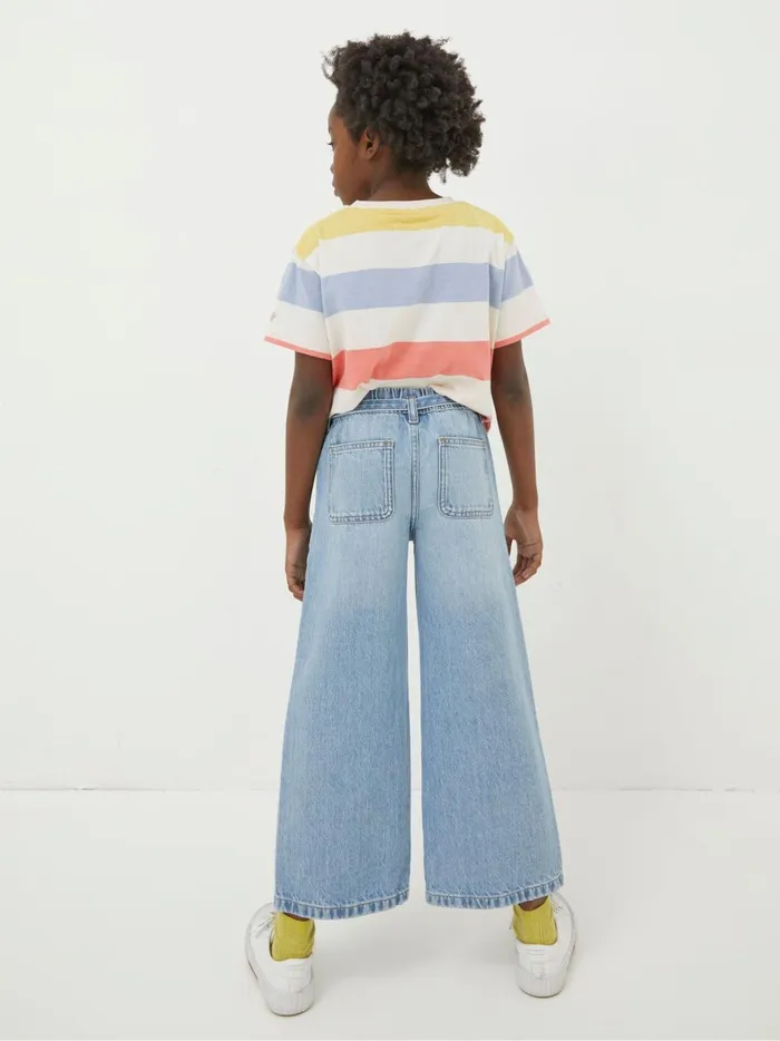 Kids Jeans and Leggings Fat Face Blue Soft Denim Wide Leg Jeans