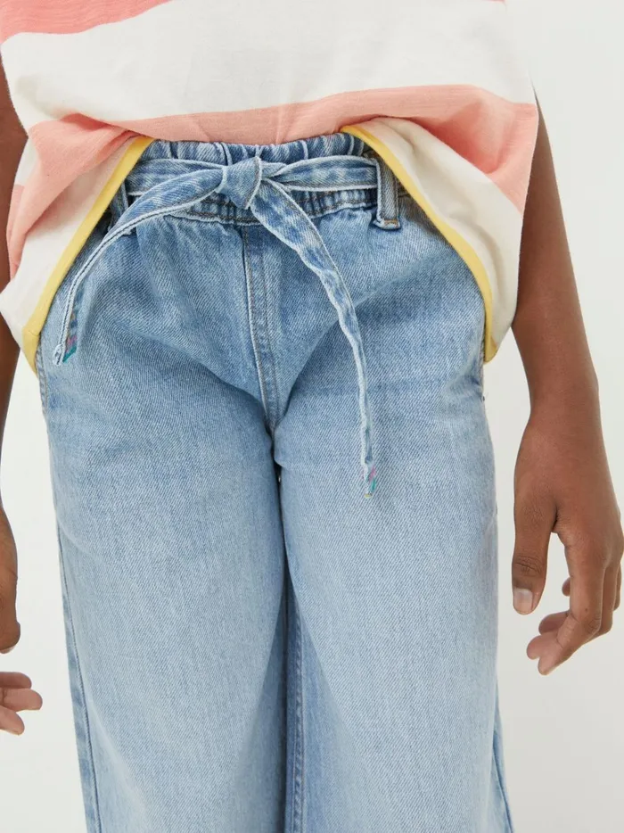 Kids Jeans and Leggings Fat Face Blue Soft Denim Wide Leg Jeans