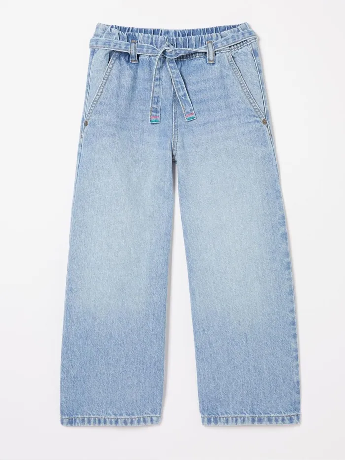 Kids Jeans and Leggings Fat Face Blue Soft Denim Wide Leg Jeans