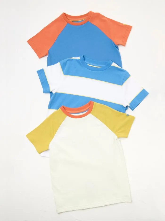 Kids TShirts and Polos Fat Face WhiteBlue 100 Cotton Short Sleeve TShirts 3 Pack