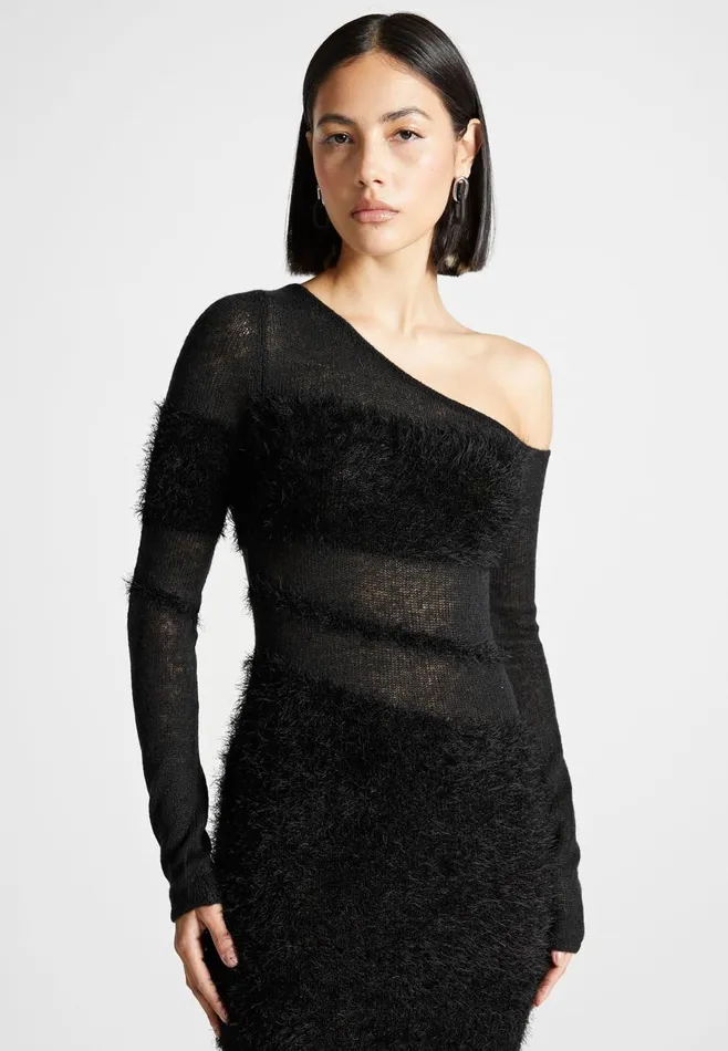 Knitwear Women Manire De Voir Off Shoulder Knitted Maxi Dress Black