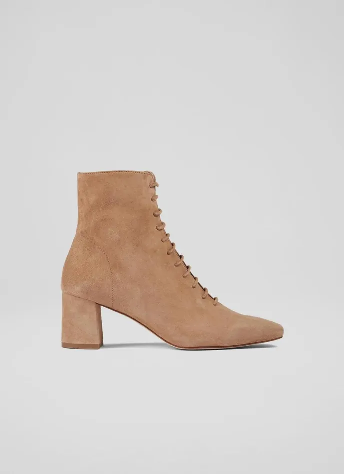 LKBennett Boots Arabella Tan Suede Lace Up Ankle Boots 8211 Women