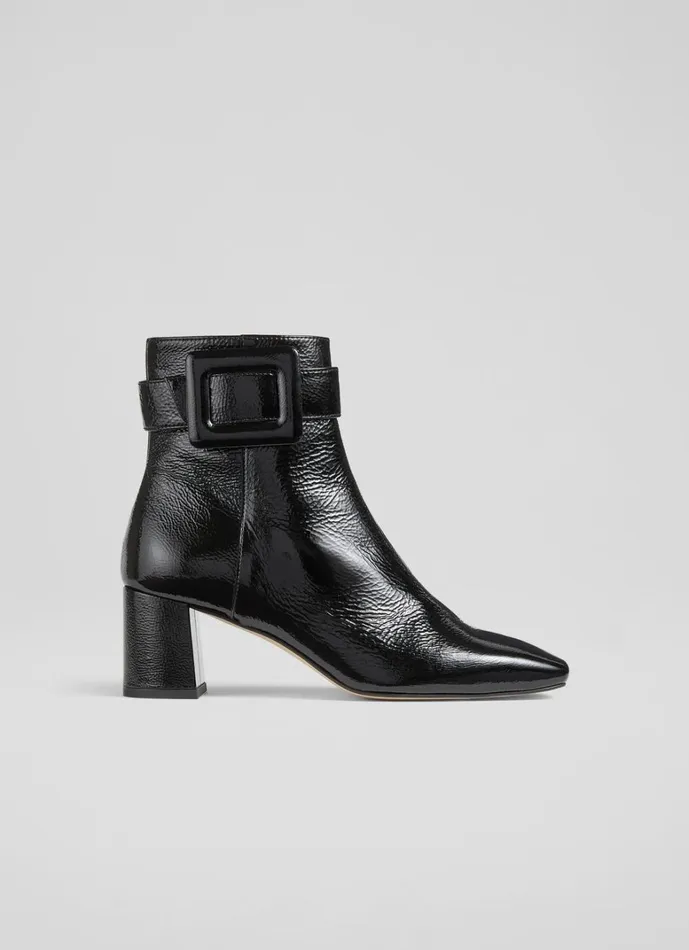 LKBennett Boots Wilde Black Covered Buckle Ankle Boot 8211 Women