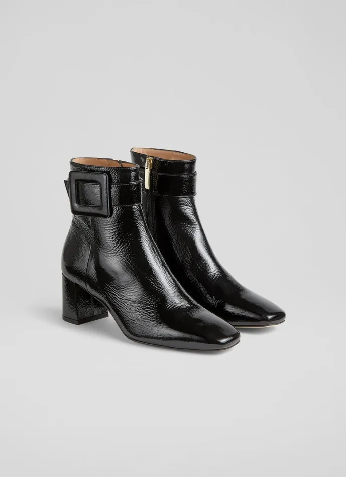 LKBennett Boots Wilde Black Covered Buckle Ankle Boot 8211 Women LKBennett Boots Wilde Black Covered Buckle Ankle Boot 8211 Women