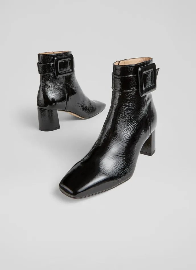 LKBennett Boots Wilde Black Covered Buckle Ankle Boot 8211 Women LKBennett Boots Wilde Black Covered Buckle Ankle Boot 8211 Women