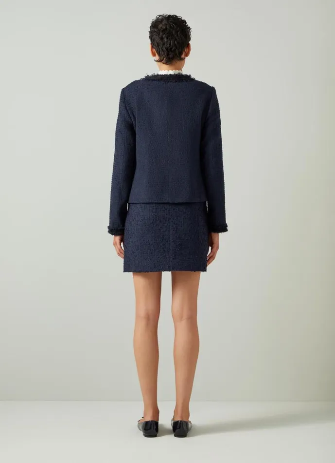 LKBennett Coats and Jackets Charlie Navy Recycled Cotton Tweed And Trim Jacket 8211 Women LKBennett Coats and Jackets Charlie Navy Recycled Cotton Tweed And Trim Jacket 8211 Women