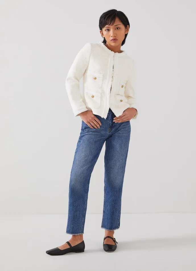 LKBennett Coats and Jackets Charlie Petite Ivory Recycled Cotton Tweed Jacket 8211 Women LKBennett Coats and Jackets Charlie Petite Ivory Recycled Cotton Tweed Jacket 8211 Women