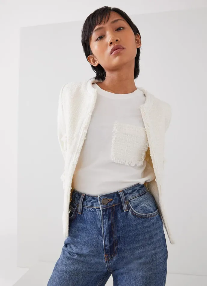 LKBennett Coats and Jackets Charlie Petite Ivory Recycled Cotton Tweed Jacket 8211 Women LKBennett Coats and Jackets Charlie Petite Ivory Recycled Cotton Tweed Jacket 8211 Women