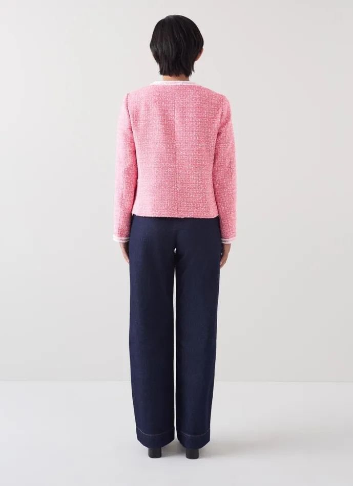 LKBennett Coats and Jackets Charlie Petite Pink and Ivory Recycled Cotton Tweed Jacket 8211 Women LKBennett Coats and Jackets Charlie Petite Pink and Ivory Recycled Cotton Tweed Jacket 8211 Women