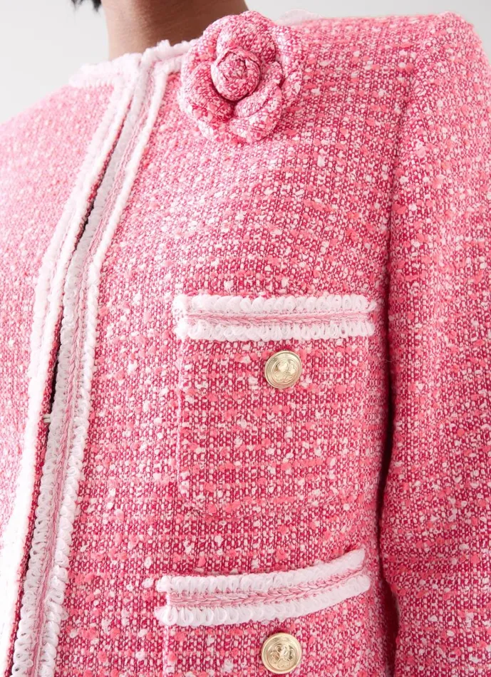 LKBennett Coats and Jackets Charlie Petite Pink and Ivory Recycled Cotton Tweed Jacket 8211 Women LKBennett Coats and Jackets Charlie Petite Pink and Ivory Recycled Cotton Tweed Jacket 8211 Women