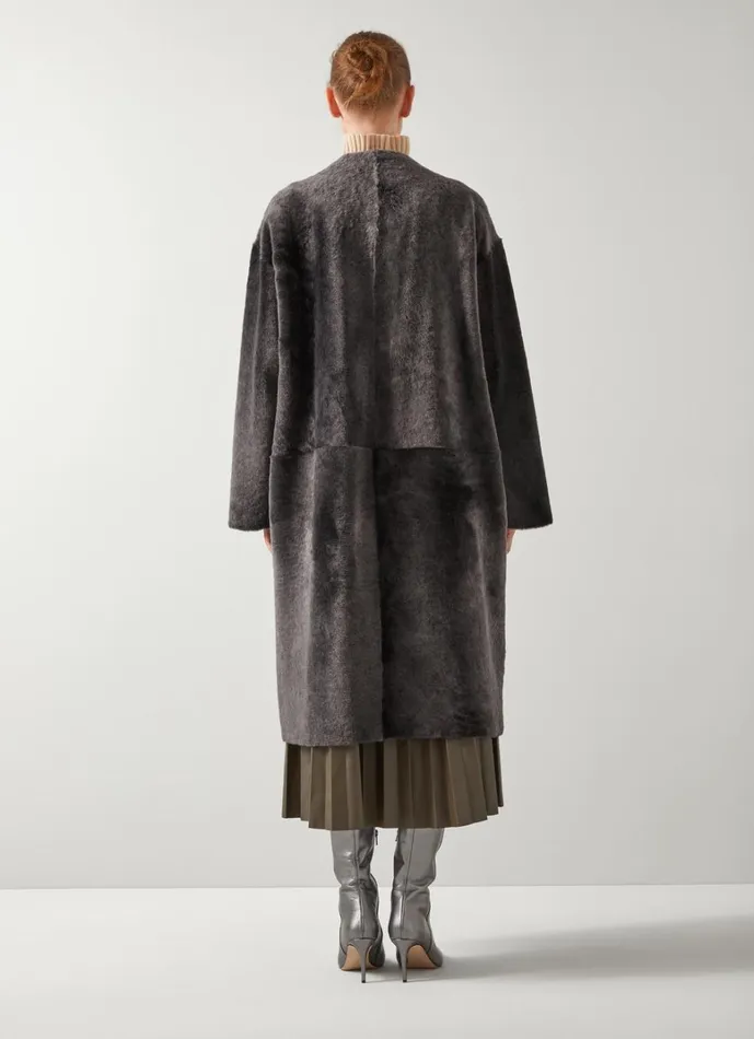 LKBennett Coats and Jackets Gil Grey Black Premium Sheepskin Coat 8211 Women LKBennett Coats and Jackets Gil Grey Black Premium Sheepskin Coat 8211 Women