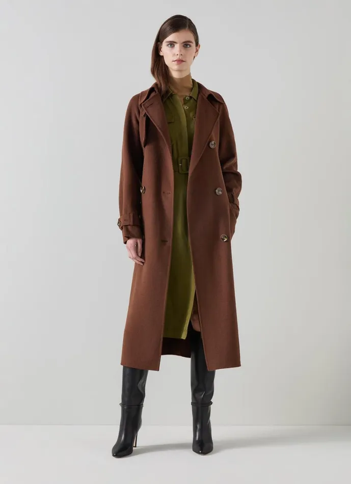LKBennett Coats and Jackets Lawrence Chocolate Wool Trench 8211 Women