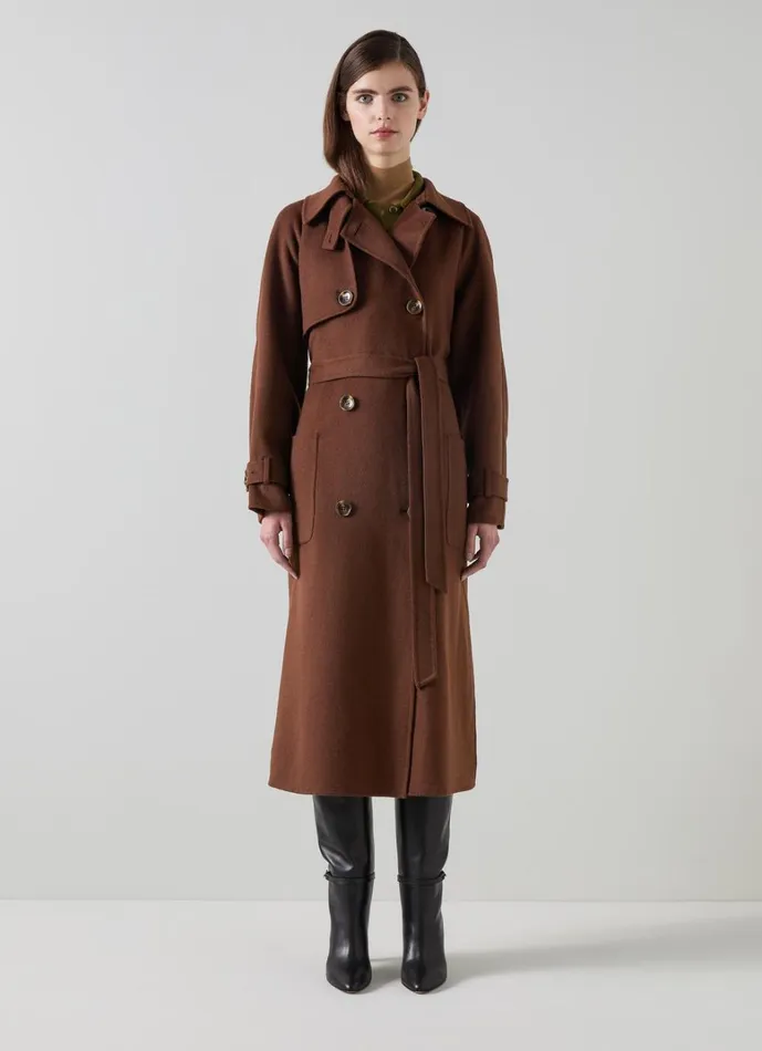 LKBennett Coats and Jackets Lawrence Chocolate Wool Trench 8211 Women LKBennett Coats and Jackets Lawrence Chocolate Wool Trench 8211 Women