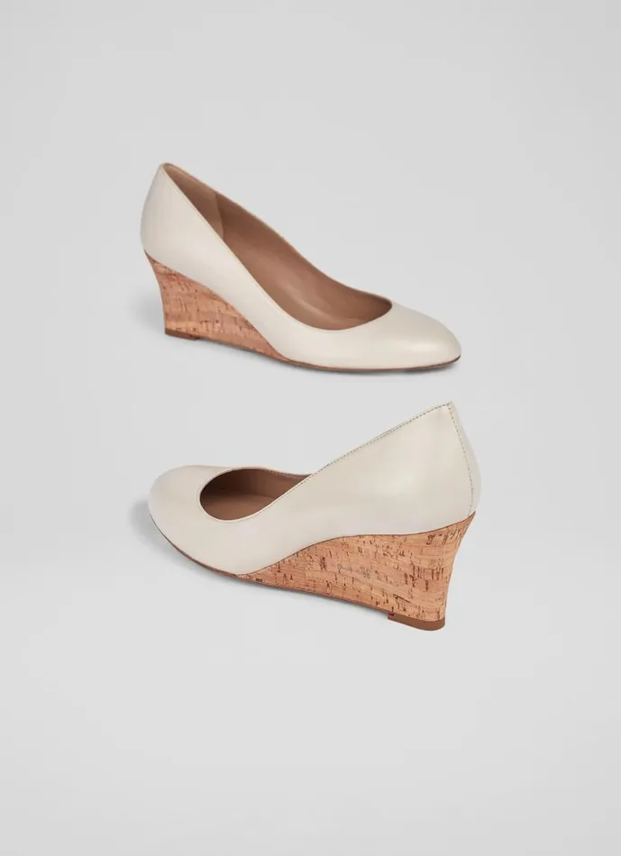 LKBennett Court Shoes Eevi Ecru Leather Cork Wedges 8211 Women LKBennett Court Shoes Eevi Ecru Leather Cork Wedges 8211 Women