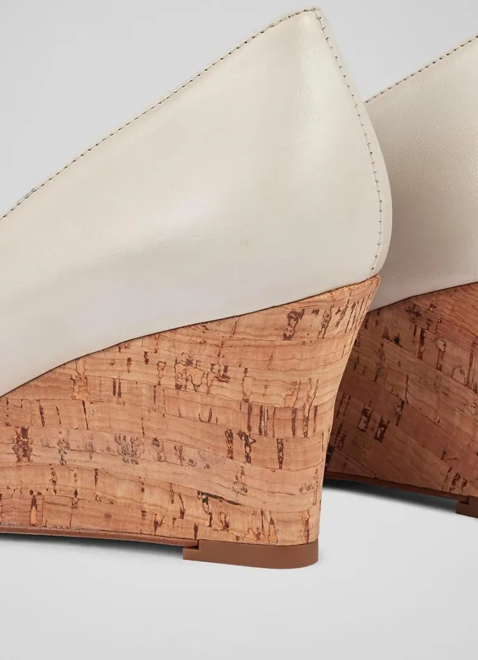 LKBennett Court Shoes Eevi Ecru Leather Cork Wedges 8211 Women LKBennett Court Shoes Eevi Ecru Leather Cork Wedges 8211 Women
