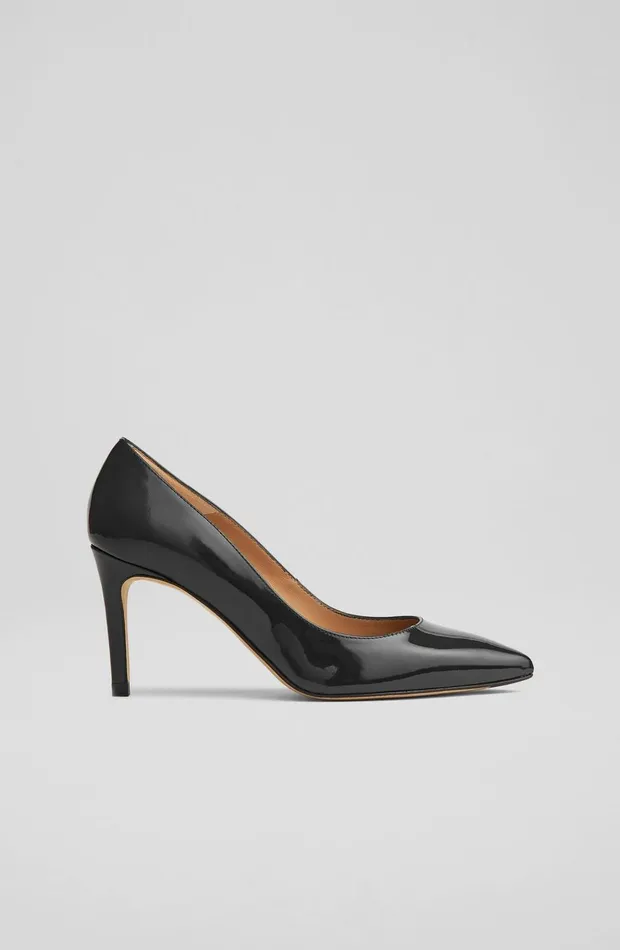 LKBennett Court Shoes Floret Black Patent Pointed Toe Courts 8211 Women