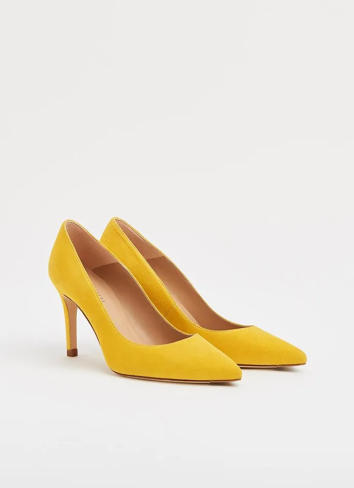 LKBennett Court Shoes Floret Sherbet Yellow Suede Pointed Toe Courts 8211 Women LKBennett Court Shoes Floret Sherbet Yellow Suede Pointed Toe Courts 8211 Women