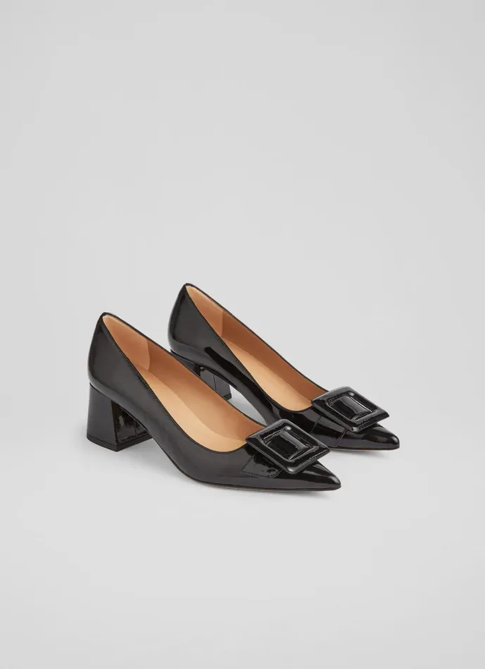 LKBennett Court Shoes Tia Black Patent BuckleDetail Courts 8211 Women LKBennett Court Shoes Tia Black Patent BuckleDetail Courts 8211 Women