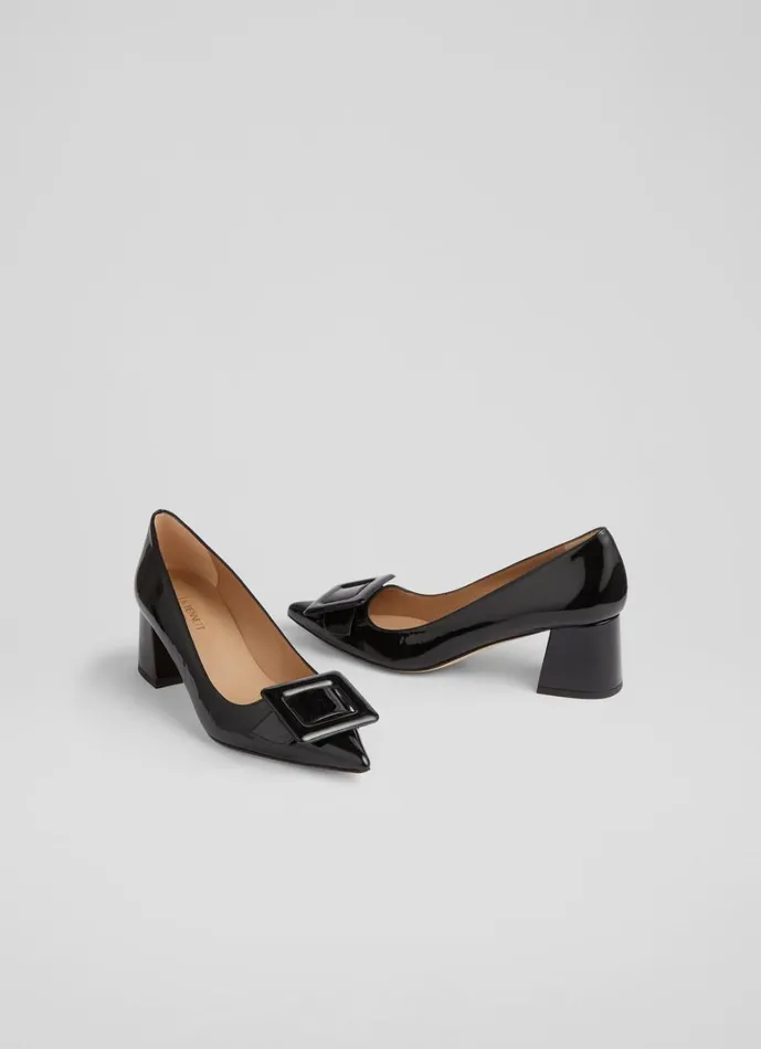 LKBennett Court Shoes Tia Black Patent BuckleDetail Courts 8211 Women LKBennett Court Shoes Tia Black Patent BuckleDetail Courts 8211 Women