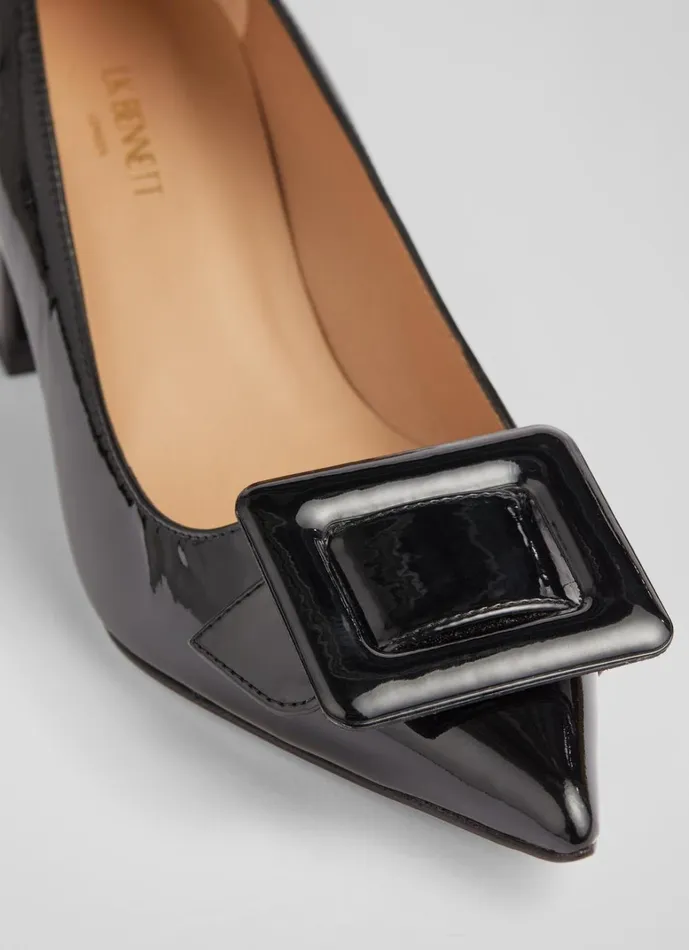 LKBennett Court Shoes Tia Black Patent BuckleDetail Courts 8211 Women LKBennett Court Shoes Tia Black Patent BuckleDetail Courts 8211 Women