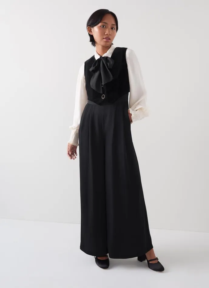LKBennett Dresses Carine Petite Black Waistcoat Culotte Jumpsuit 8211 Women