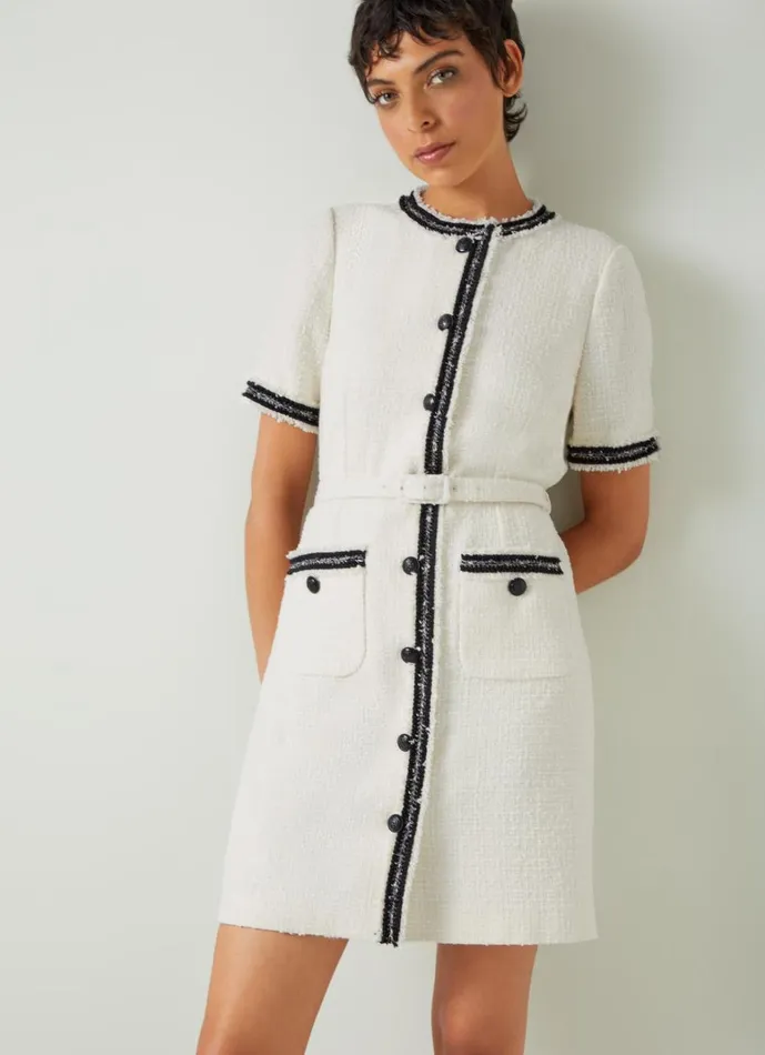 LKBennett Dresses Charlie Ivory Italian Recycled CottonBlend Tweed Dress 8211 Women LKBennett Dresses Charlie Ivory Italian Recycled CottonBlend Tweed Dress 8211 Women