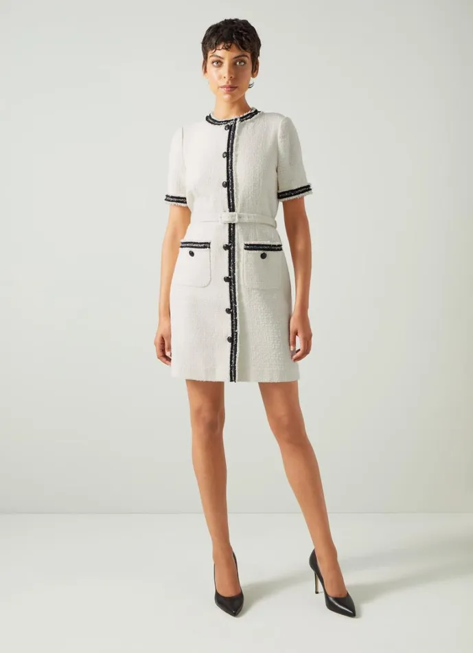LKBennett Dresses Charlie Ivory Italian Recycled CottonBlend Tweed Dress 8211 Women LKBennett Dresses Charlie Ivory Italian Recycled CottonBlend Tweed Dress 8211 Women