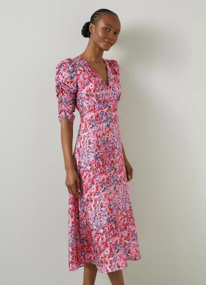 LKBennett Dresses Erin Pink Multi Watercolour Floral Jacquard Dress 8211 Women