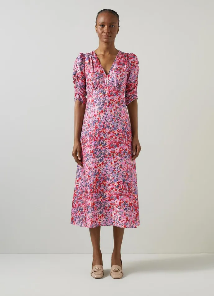 LKBennett Dresses Erin Pink Multi Watercolour Floral Jacquard Dress 8211 Women LKBennett Dresses Erin Pink Multi Watercolour Floral Jacquard Dress 8211 Women