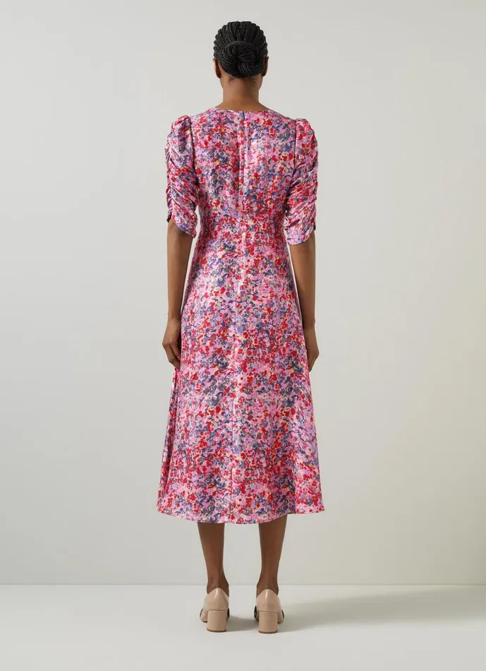 LKBennett Dresses Erin Pink Multi Watercolour Floral Jacquard Dress 8211 Women LKBennett Dresses Erin Pink Multi Watercolour Floral Jacquard Dress 8211 Women