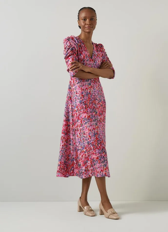 LKBennett Dresses Erin Pink Multi Watercolour Floral Jacquard Dress 8211 Women LKBennett Dresses Erin Pink Multi Watercolour Floral Jacquard Dress 8211 Women